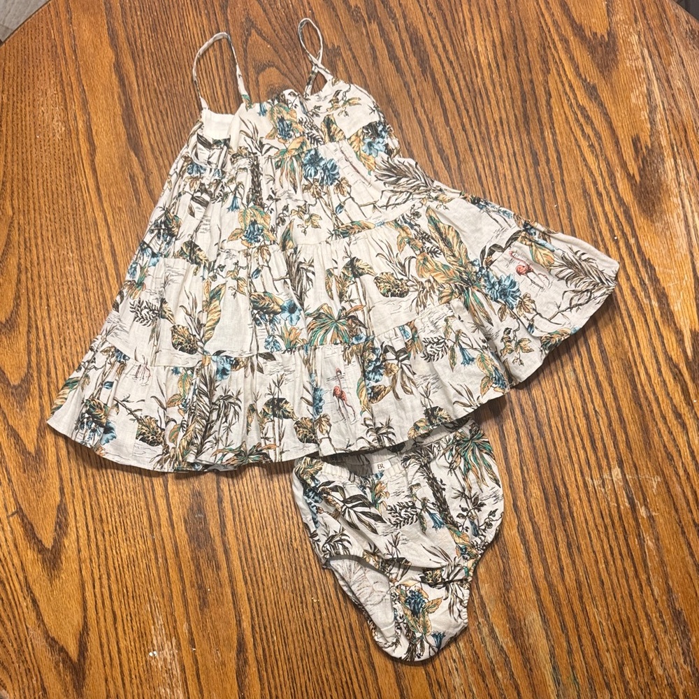 Tropical Print Baby Dress and Bloomers Set